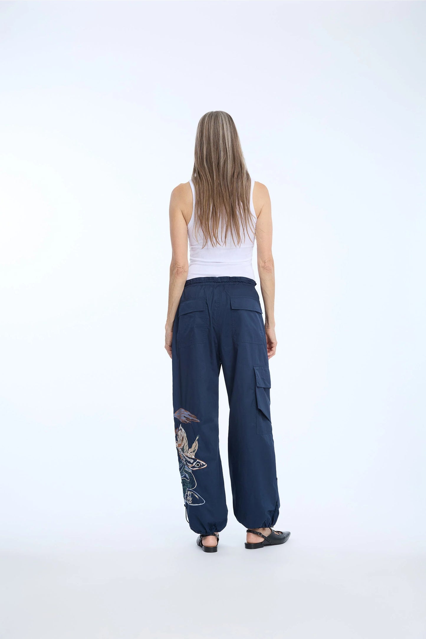 UNFORM Embroidered Loose Fit Trouser Navy