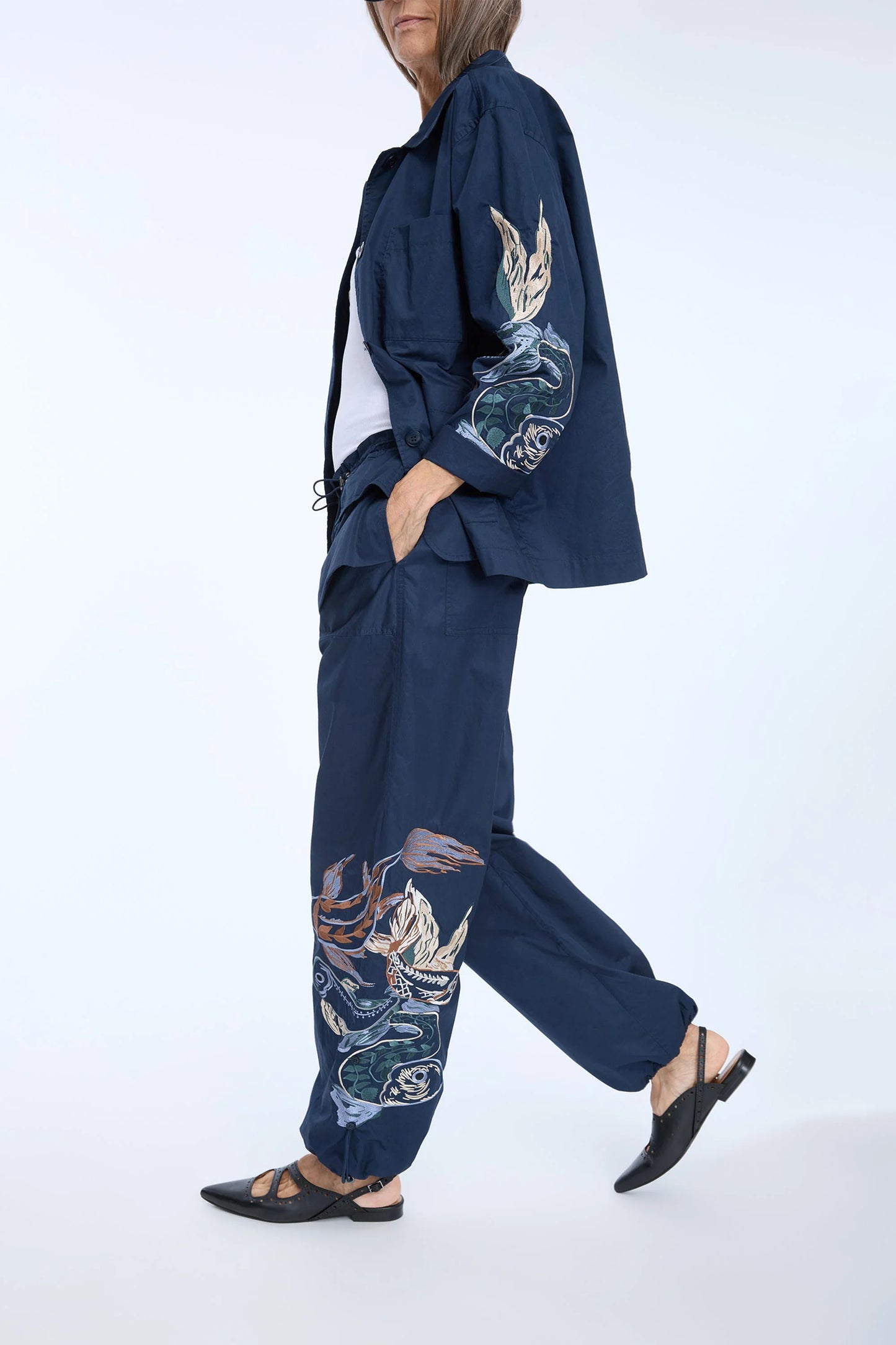 UNFORM Embroidered Loose Fit Trouser Navy