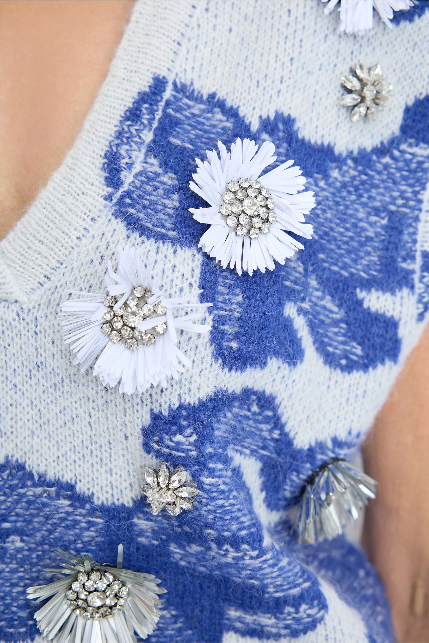 NURULIA Knitted Vest with Embellishments Mix Blue