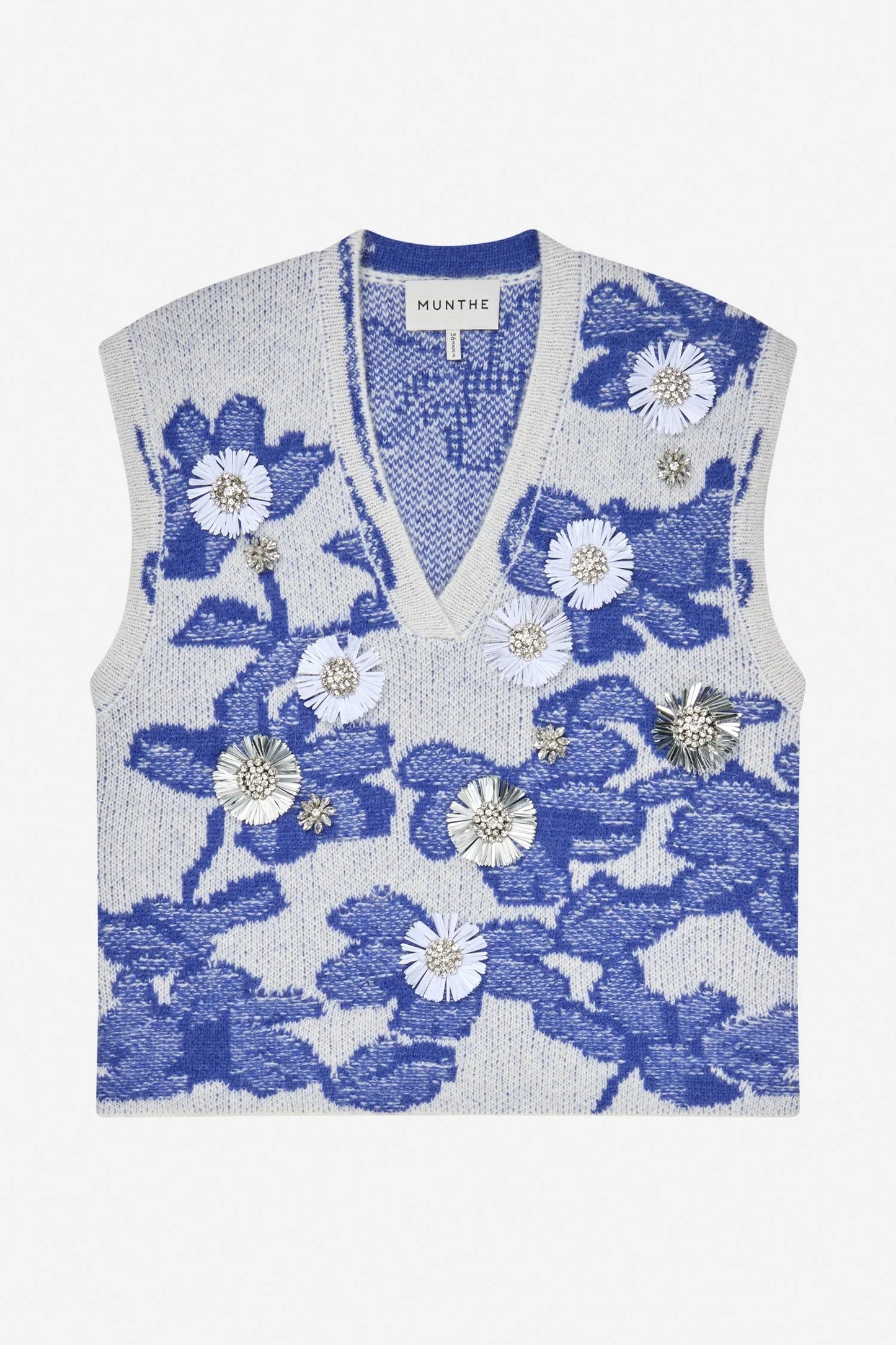 NURULIA Knitted Vest with Embellishments Mix Blue