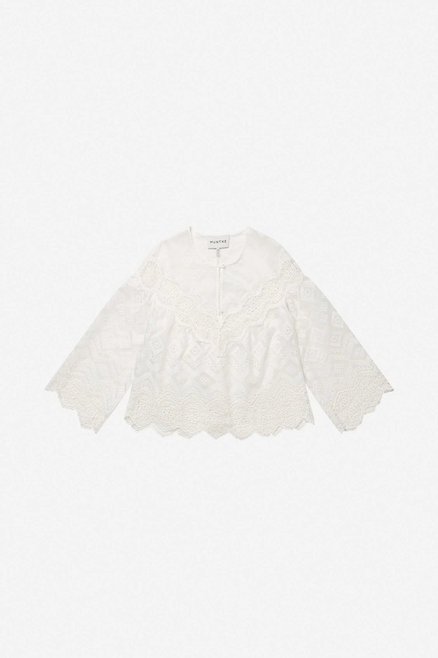 Valiance Sheer Laqce Blouse White