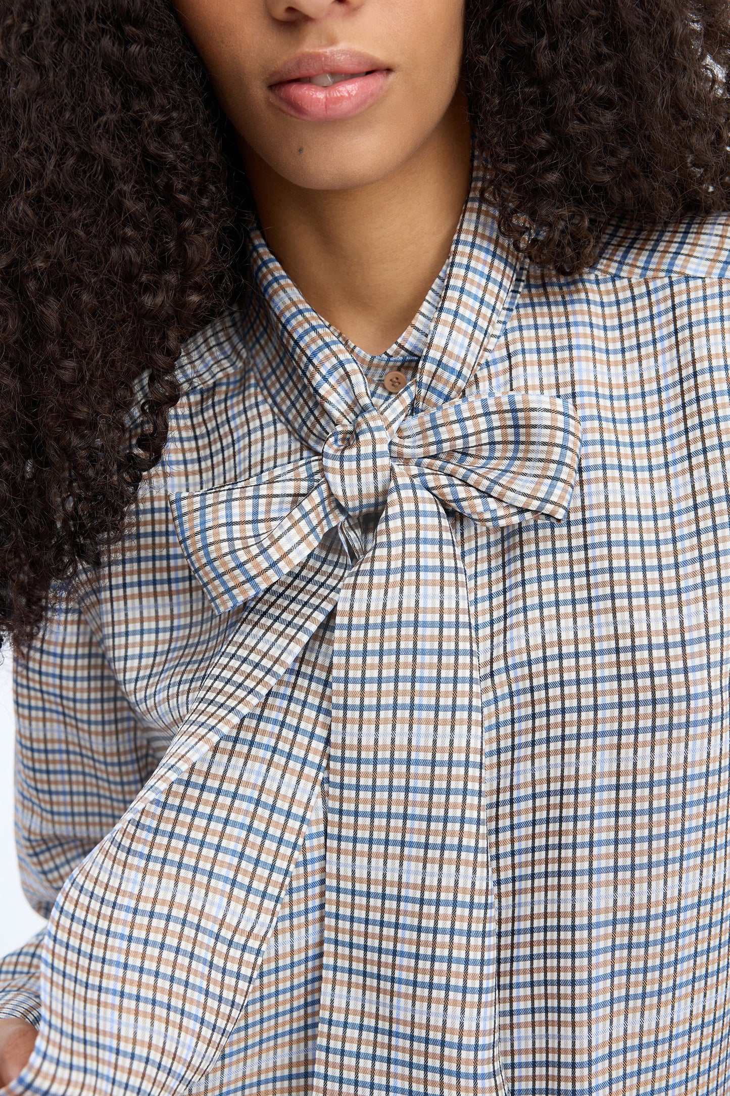 Veiling Loose Fit Shirt With Bow Mix Blue