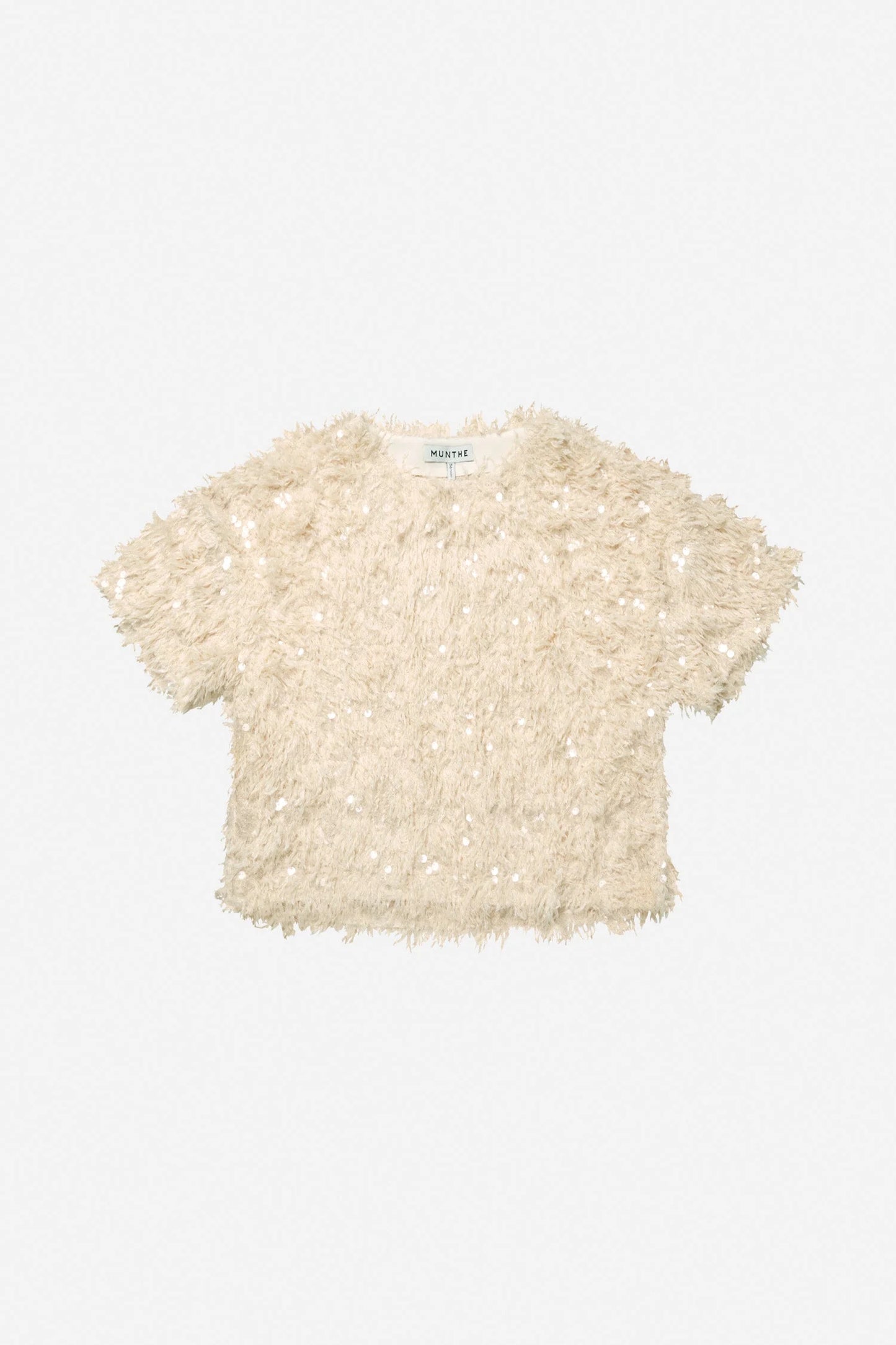 Valence Short Sleeve Sequin Top Creme