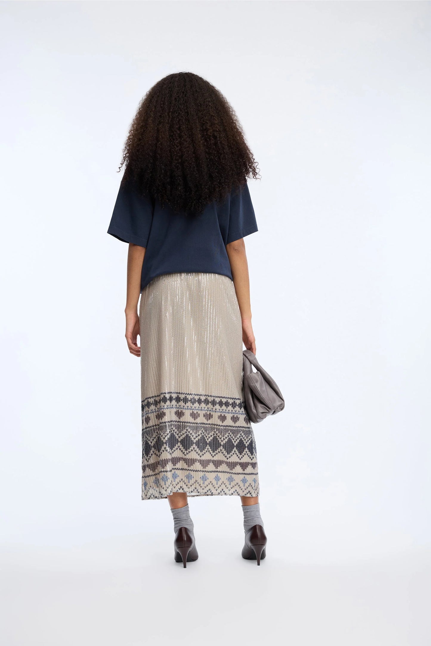 Vuzia Sequin Skirt Print Camel