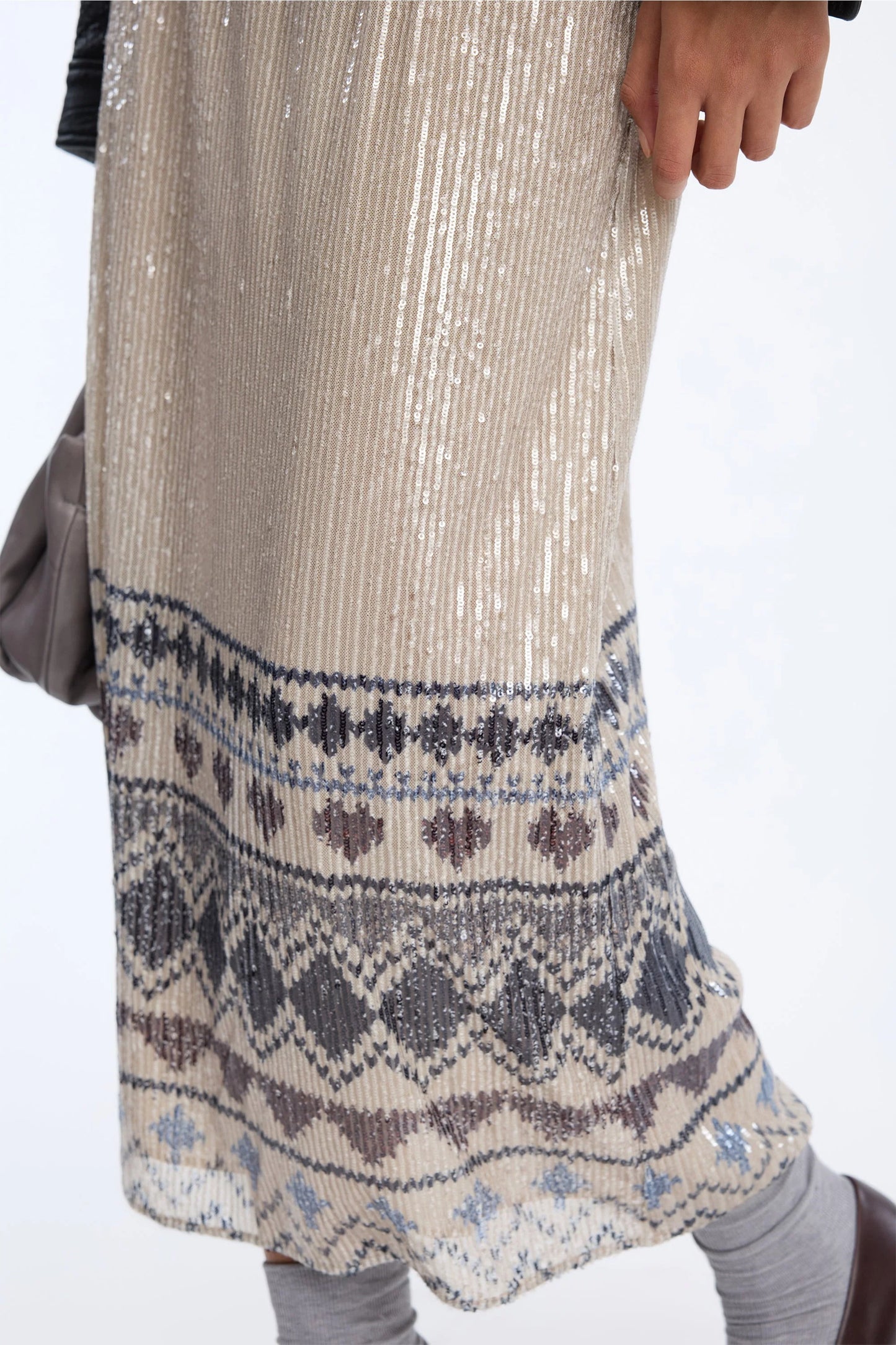 Vuzia Sequin Skirt Print Camel