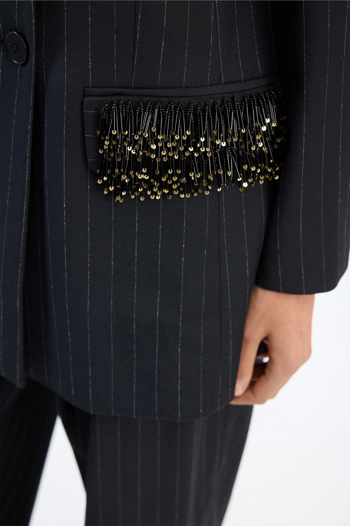 Virionics Sequin/Tassel Detailed Blazer Navy