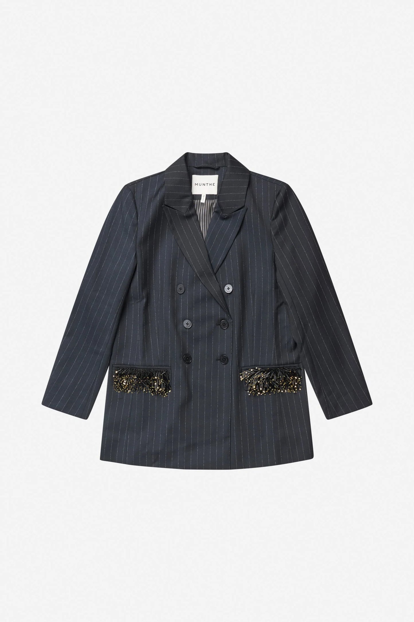 Virionics Sequin/Tassel Detailed Blazer Navy