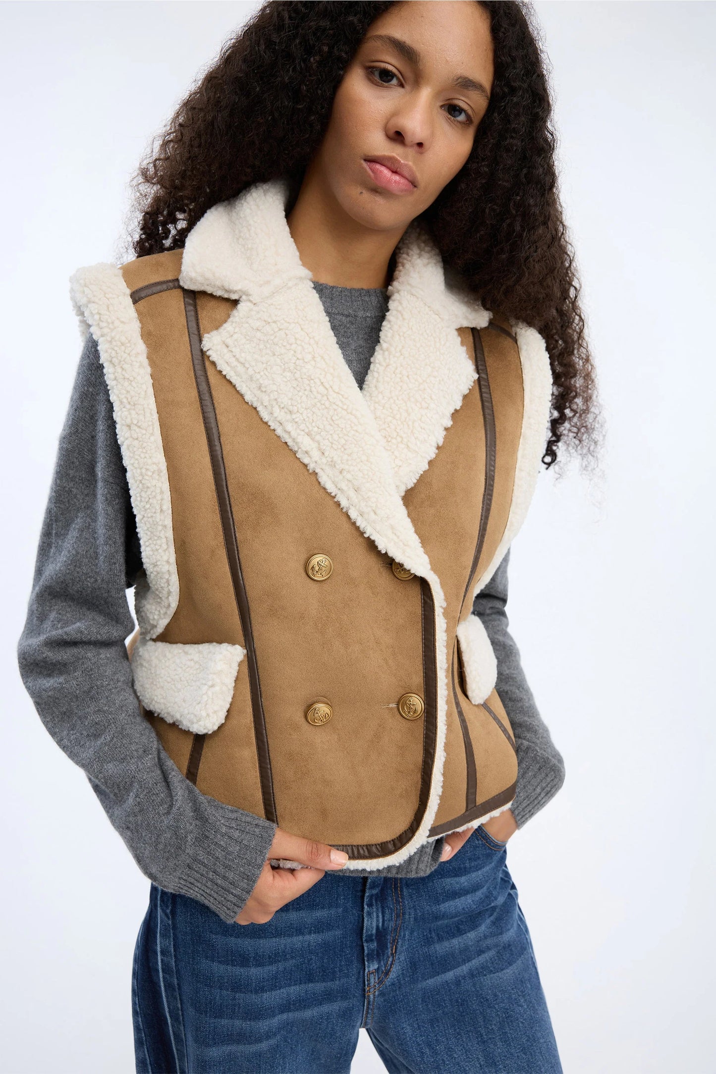 Vigor Faux Shearling Vest Nature