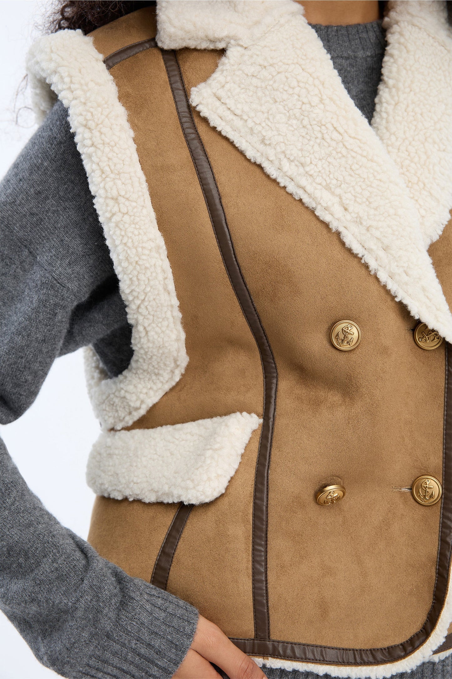 Vigor Faux Shearling Vest Nature