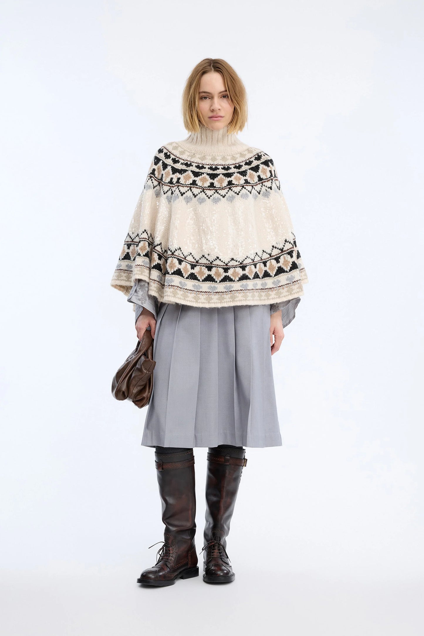 Verst Poncho in Nordic Style and Sequins MixCreme