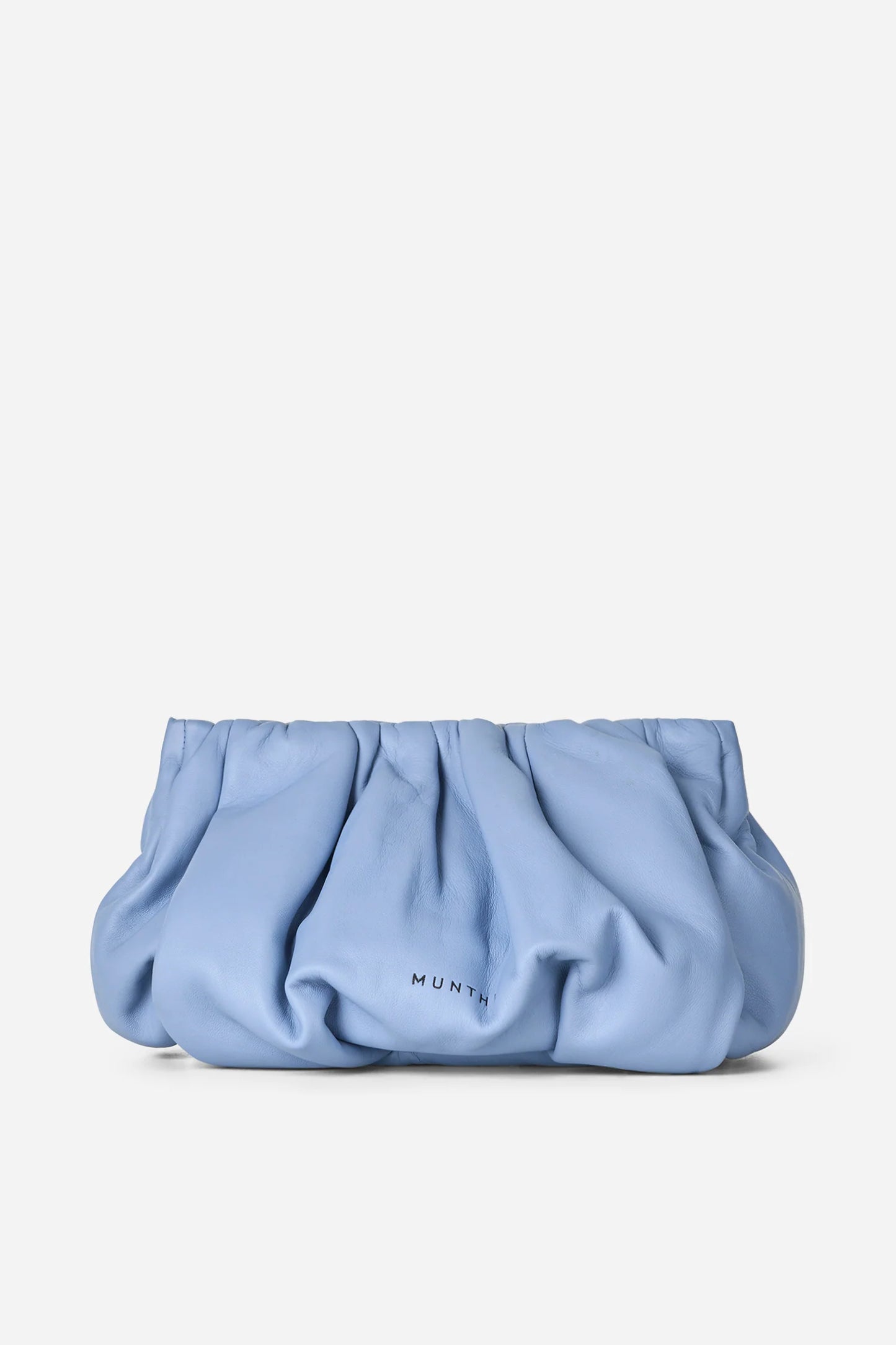 Voi Lambs Leather Clutch Bag Light Blue