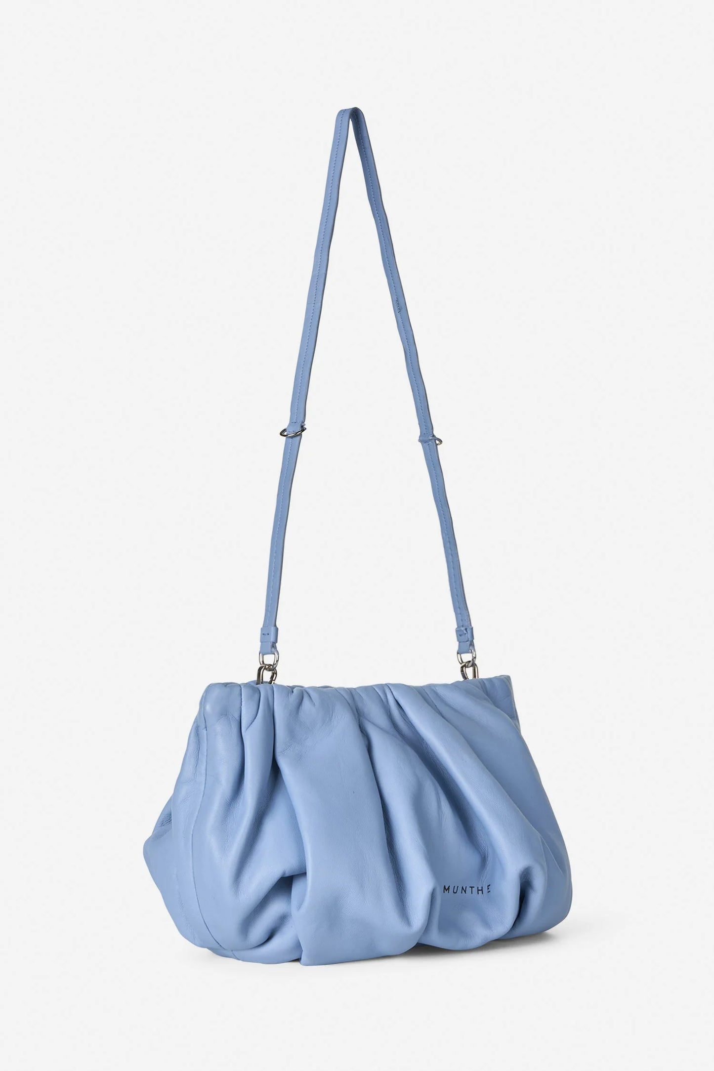 Voi Lambs Leather Clutch Bag Light Blue