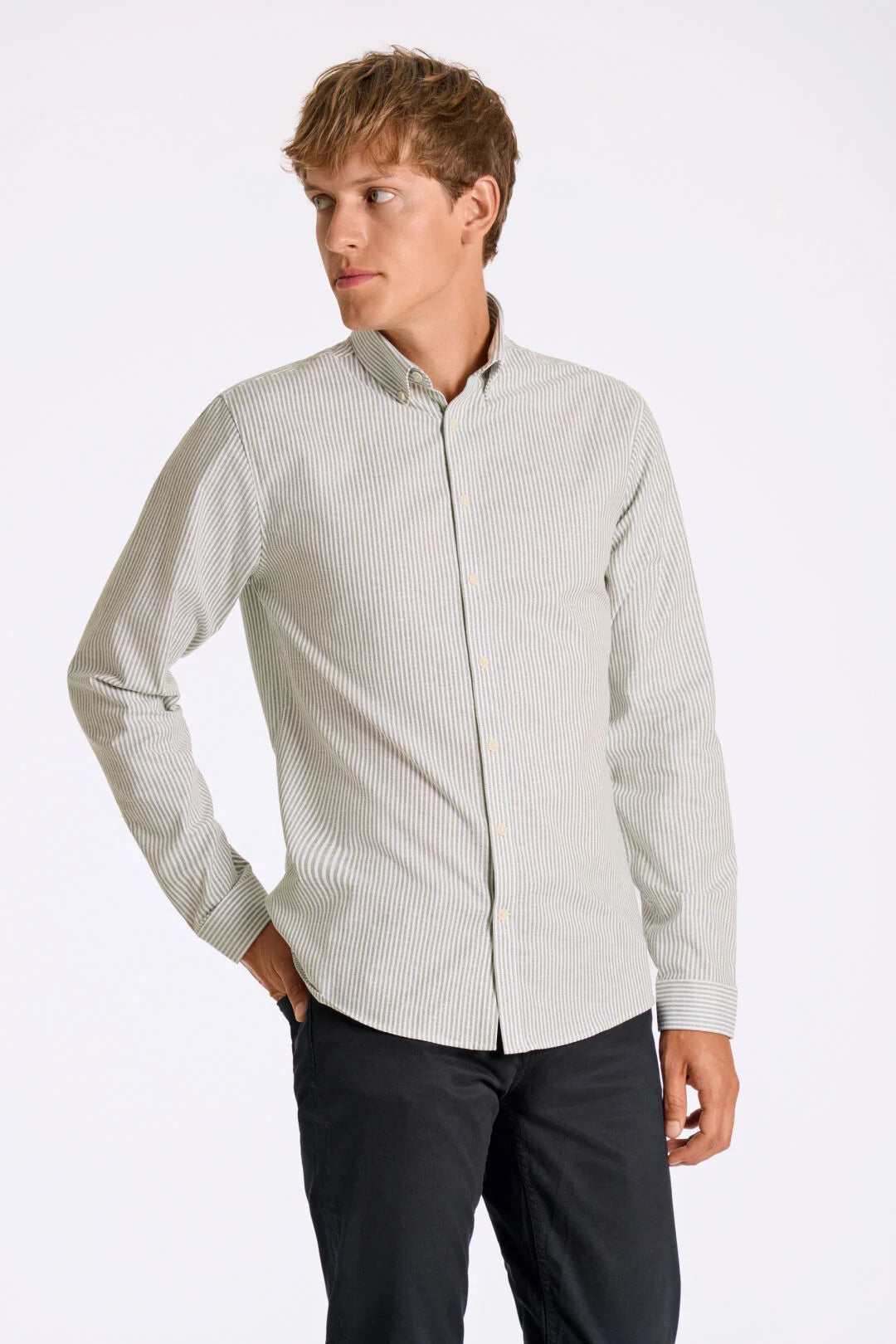 Mens - Cotton Stripe Oxford Shirt 203536B