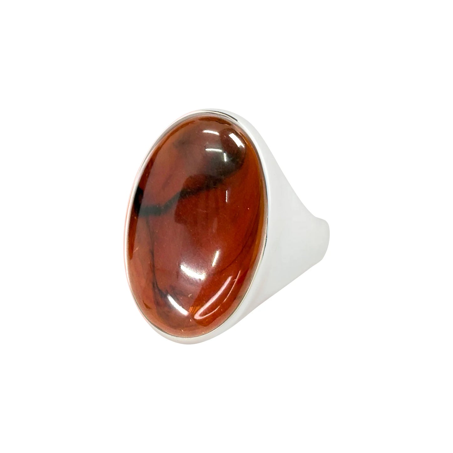 Thalen Oval Agate Silver-Plated Ring