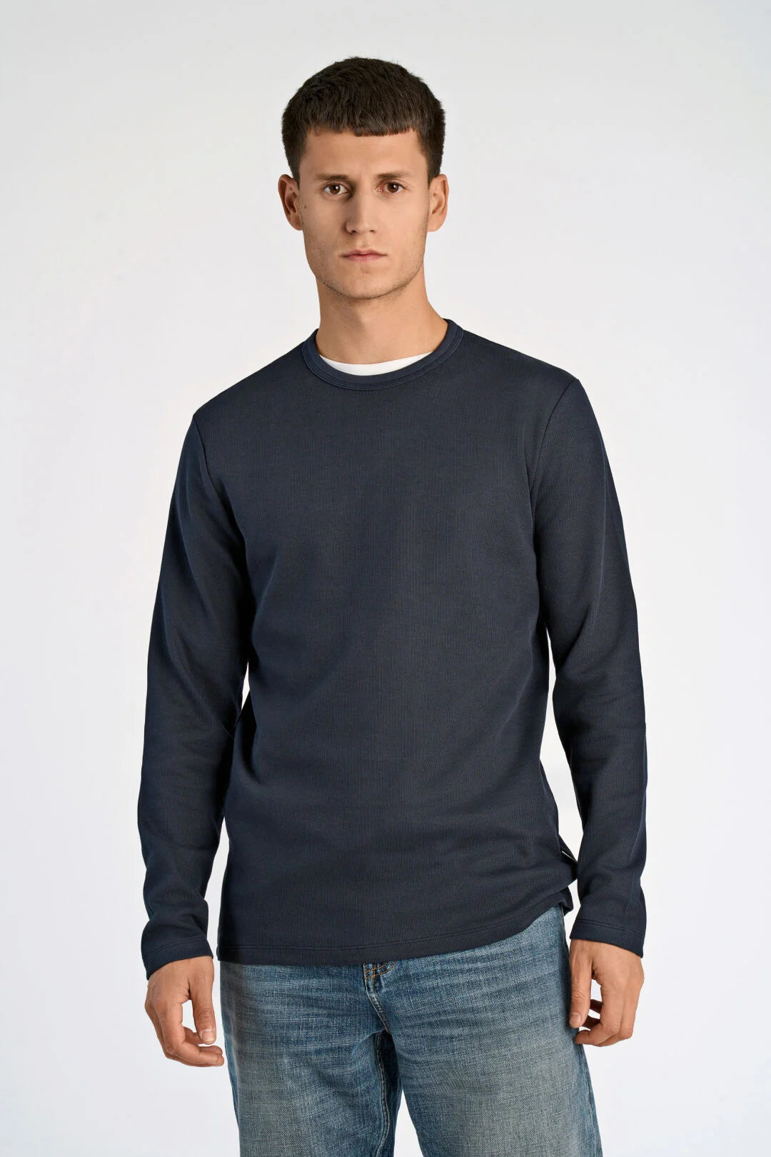 403021 - Mens Long Sleeved Ribbed T-Shirt Navy