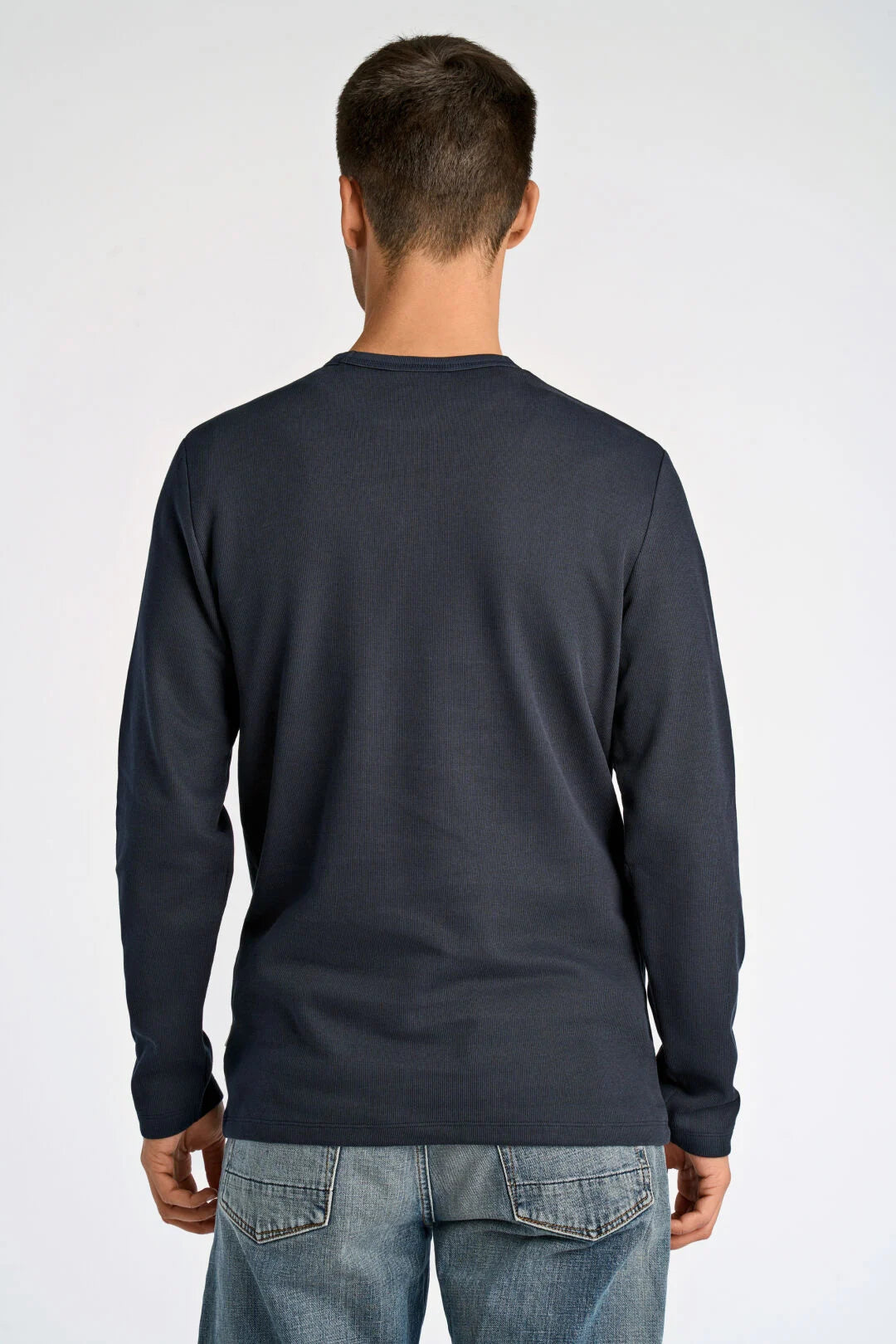 403021 - Mens Long Sleeved Ribbed T-Shirt Navy