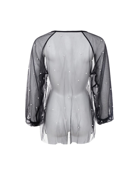 BCPerla LS Blouse with Pearls Black