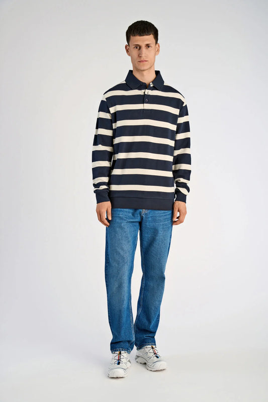 Mens- Rugby Swatshirt in Stripe 705205 Navy