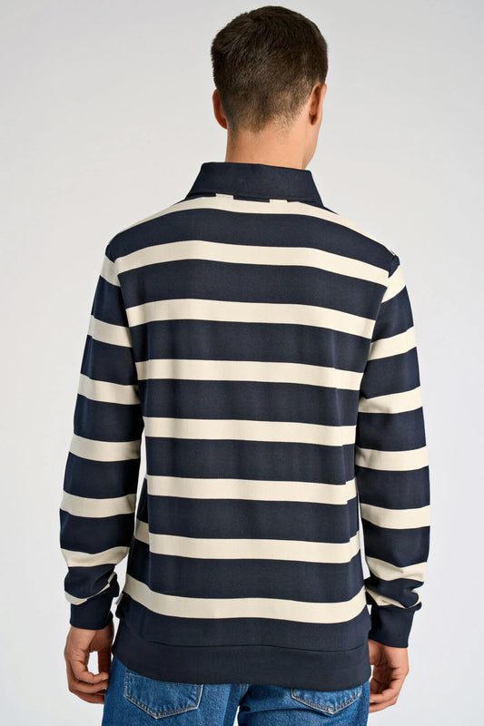 Mens- Rugby Swatshirt in Stripe 705205 Navy