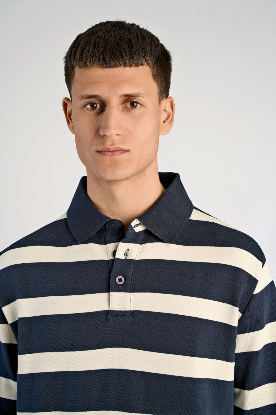 Mens- Rugby Swatshirt in Stripe 705205 Navy