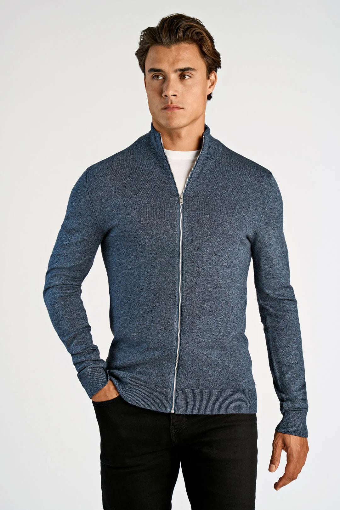 Mens - Knitted Zipped Cardigan 800143