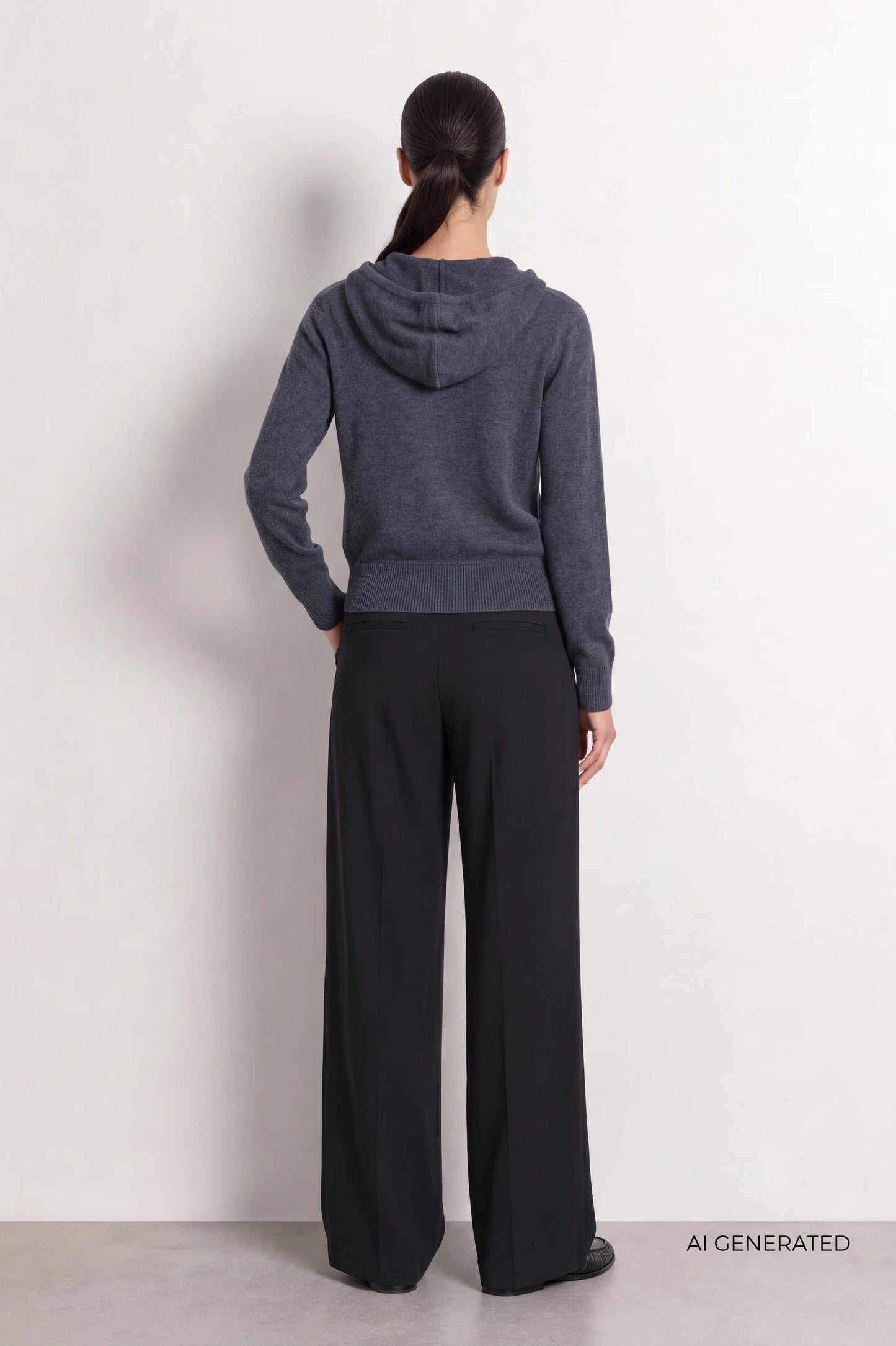LR-Ismaila 22 Hooded Merino Wool Jumper with a Zip