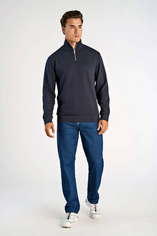 Mens - T-Neck Half Zip Sweatshirt 705202 Navy
