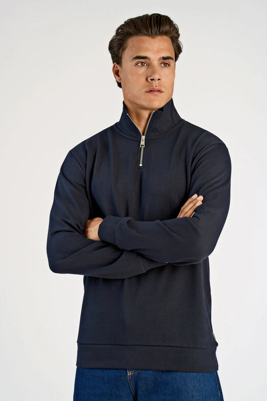 Mens - T-Neck Half Zip Sweatshirt 705202 Navy