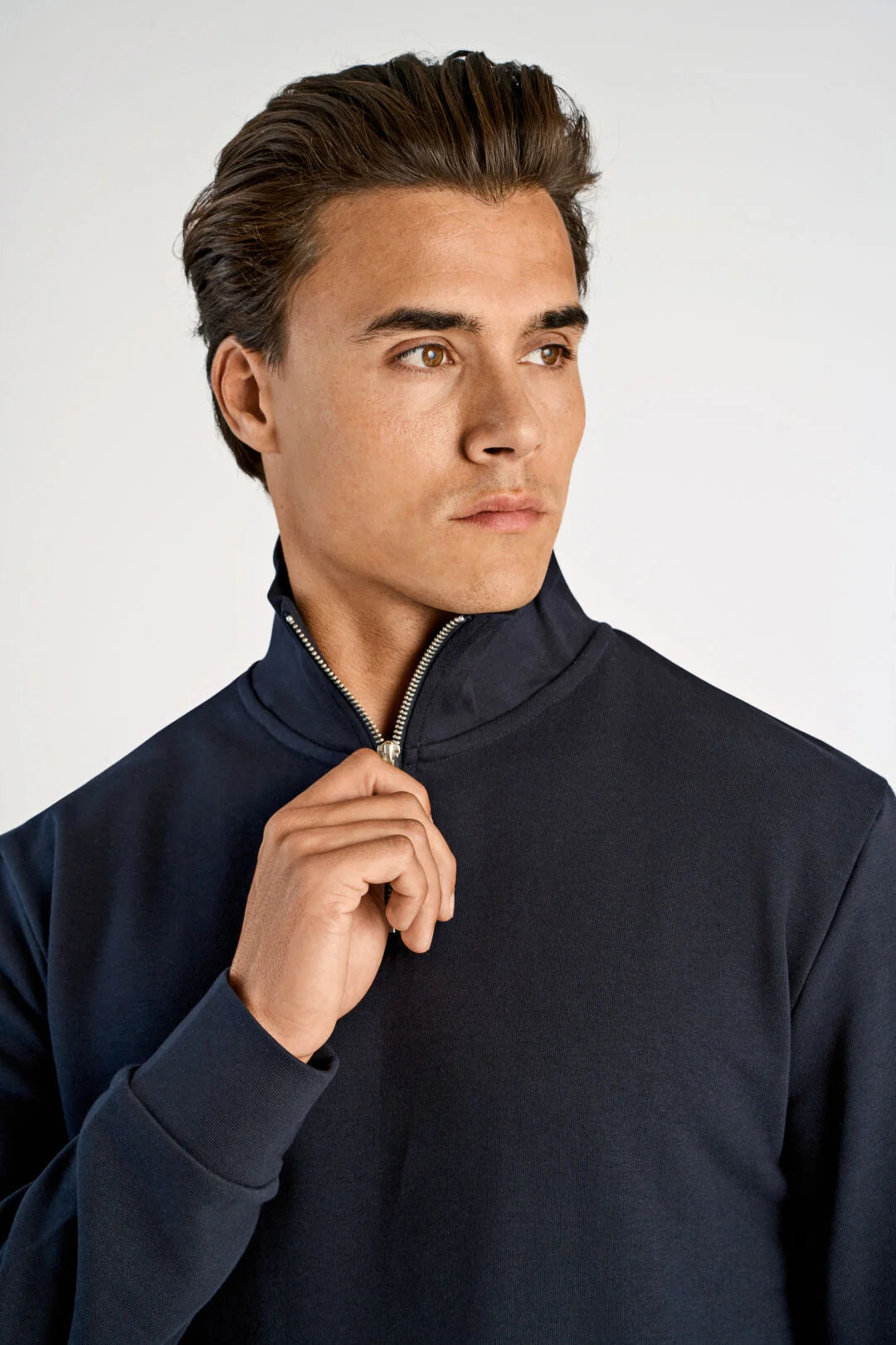 Mens - T-Neck Half Zip Sweatshirt 705202 Navy