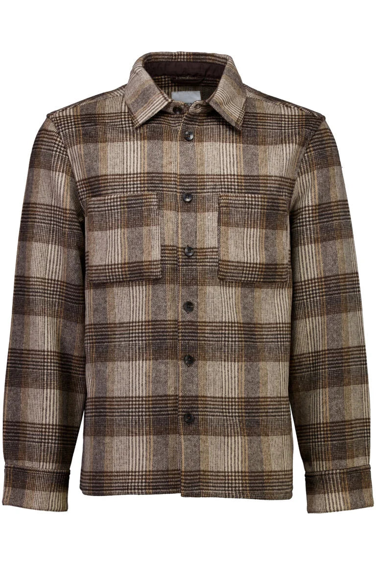 305098 - Mens Checked Overshirt in Wool Mix Brown