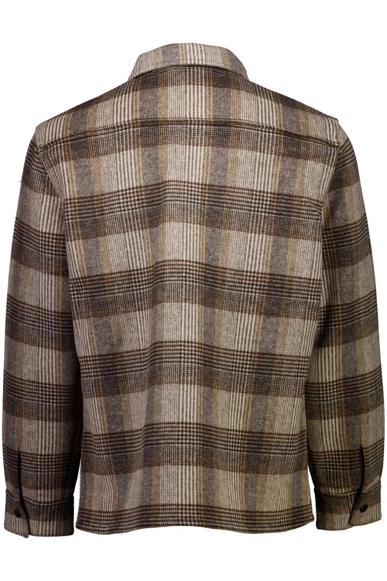 305098 - Mens Checked Overshirt in Wool Mix Brown