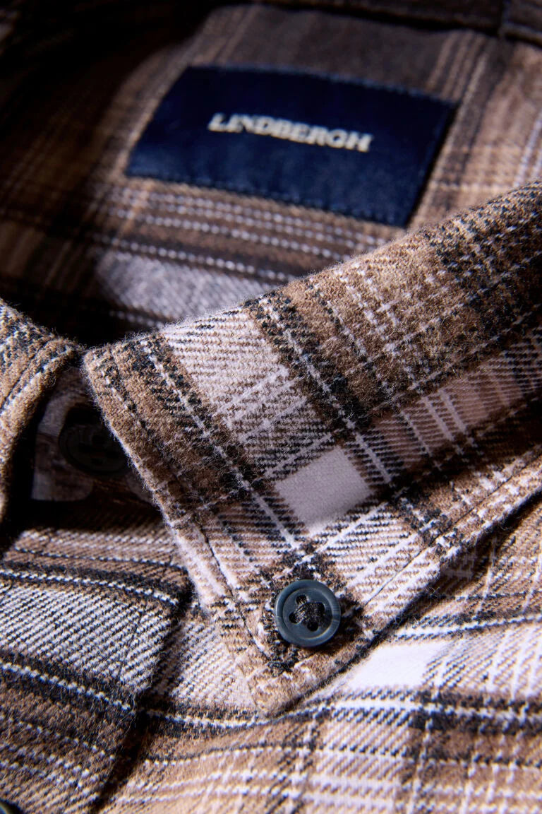 225054 - Mens Brushed Cotton Checked Shirt Brown