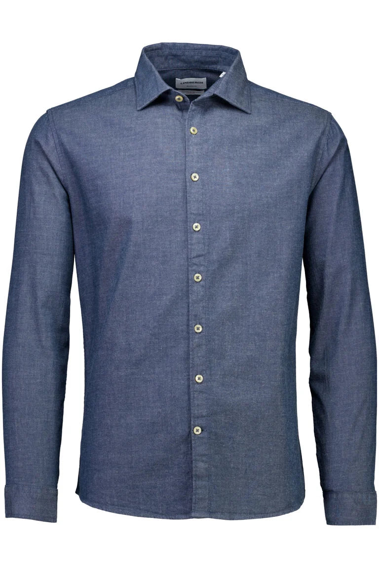 203652 - Mens Relaxed Fit Cotton Shirt Mid Blue