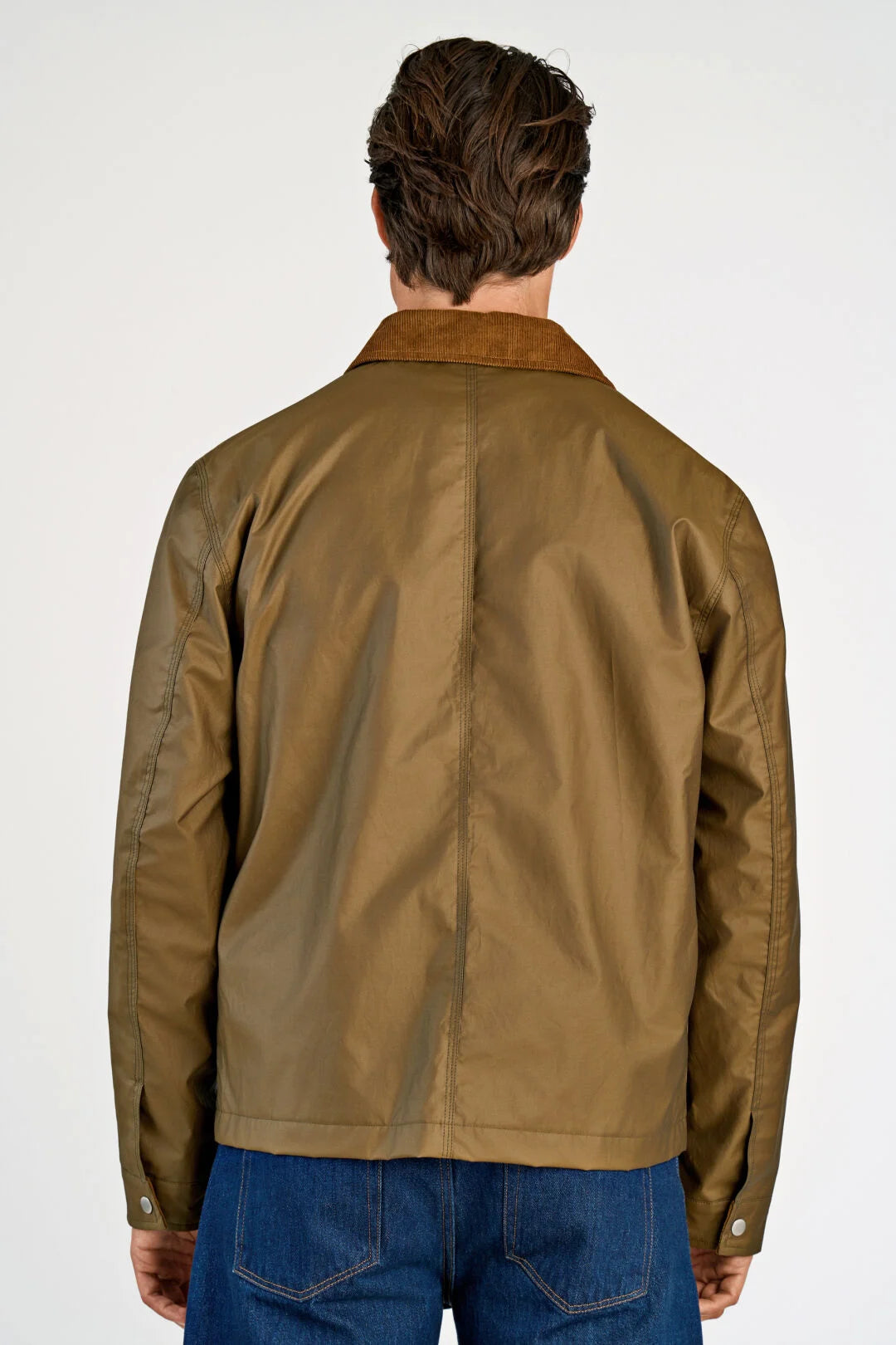 Mens- Short Wax Water Repellent Jacket Dark Army