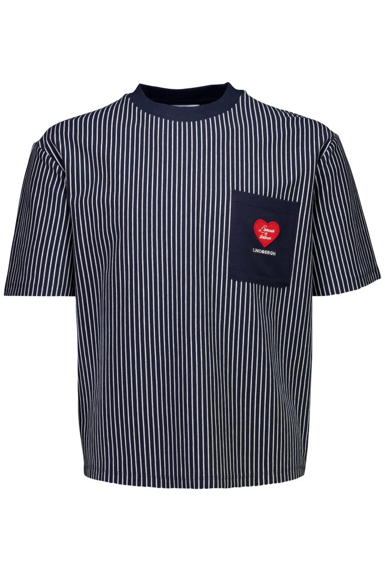 400159 - Mens Striped Oversized T-shirt with Pocket