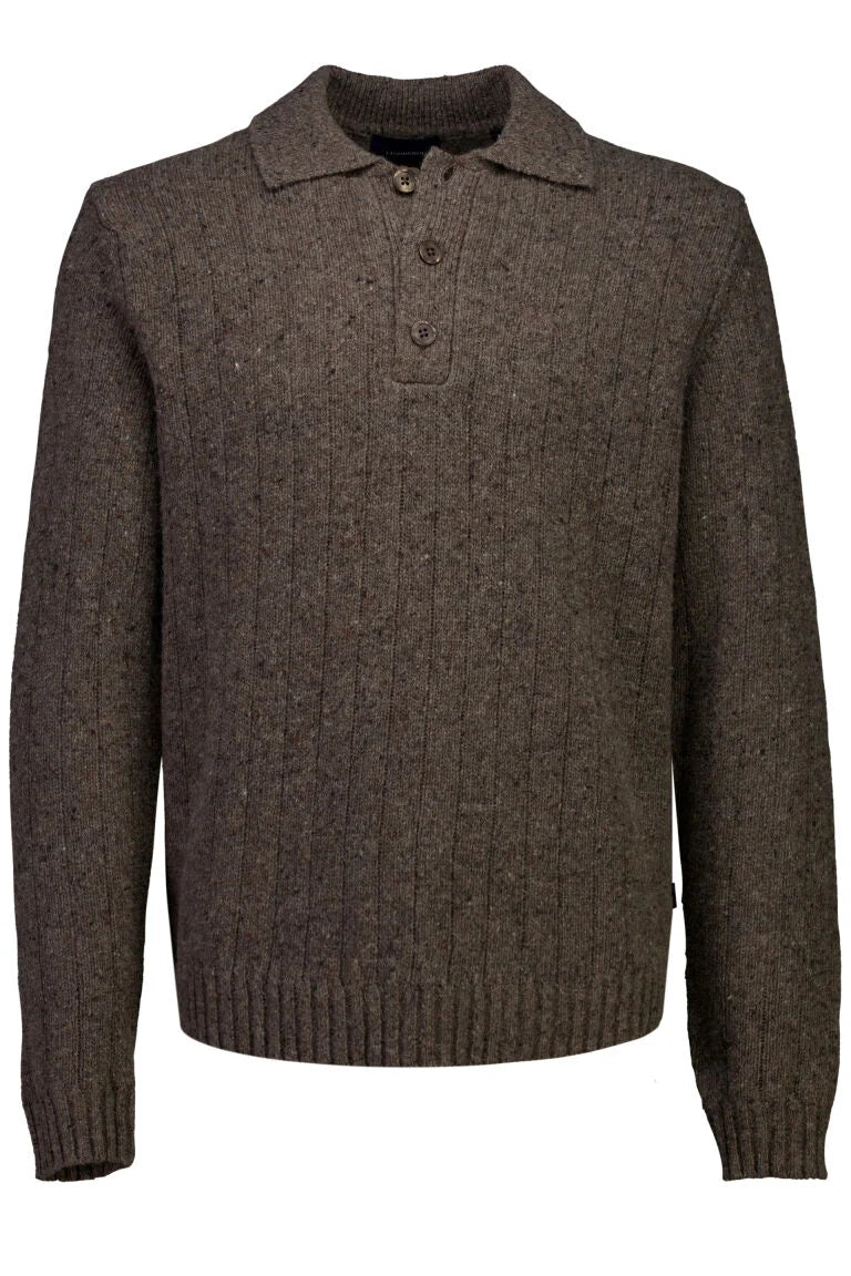 825068 - Mens Polo Collar Jumper  Brown Melange
