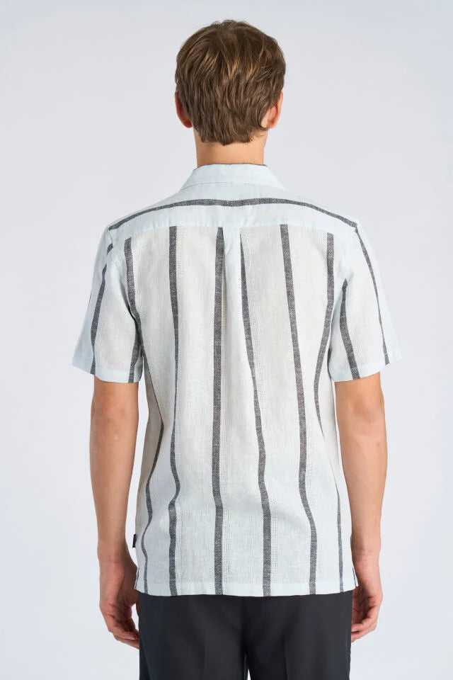 Mens - Linen Mix SS Shirt  Ice Blue 222115