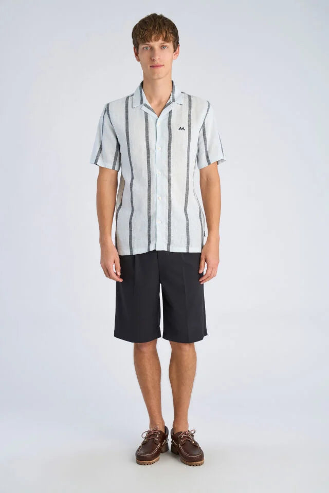 Mens - Linen Mix SS Shirt  Ice Blue 222115