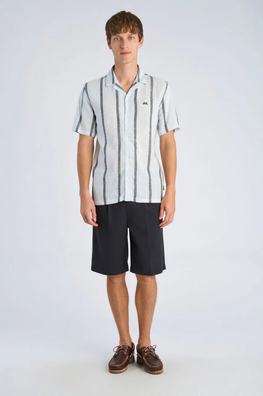 Mens - Linen Mix SS Shirt  Ice Blue 222115