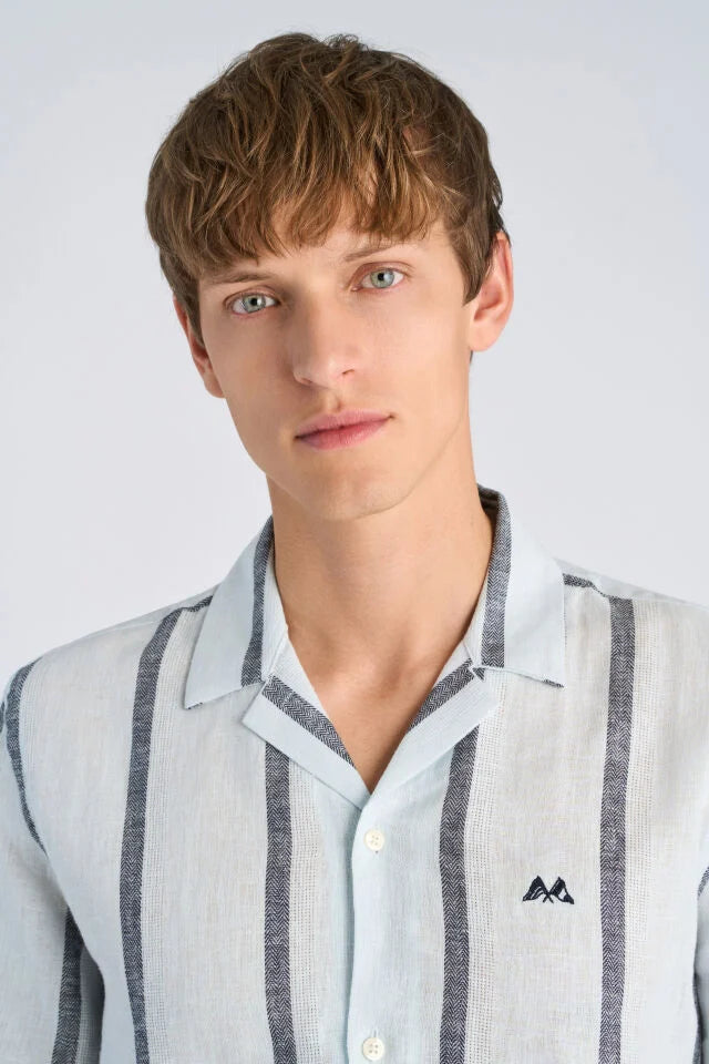 Mens - Linen Mix SS Shirt  Ice Blue 222115