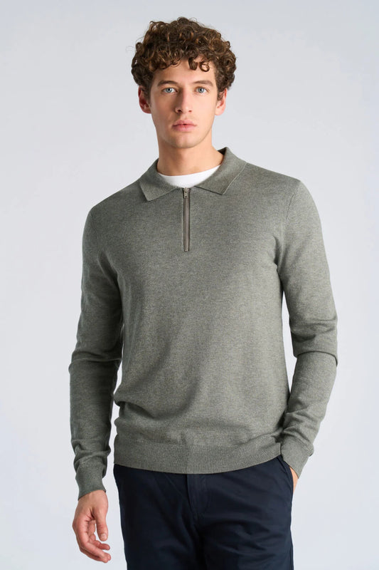 Mens - Polo Collar Knit with Hal Zip 800144A