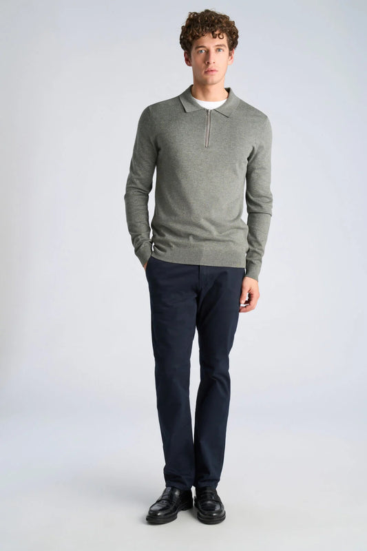 Mens - Polo Collar Knit with Hal Zip 800144A