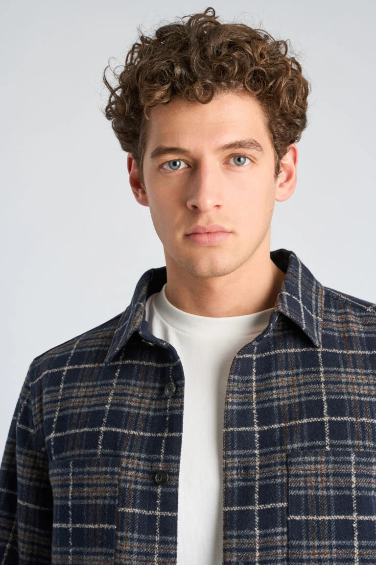305097 - Mens Checked OverShirt Navy