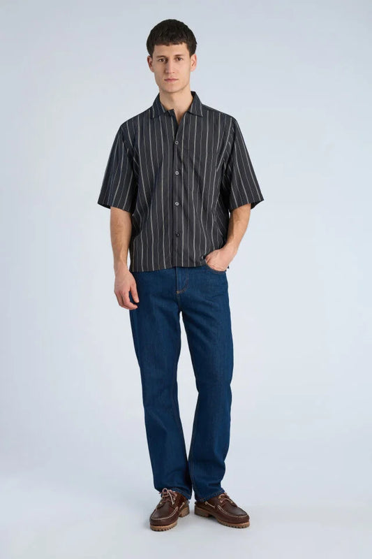Mens - Boxy SS Striped Shirt Dark Navy 222119