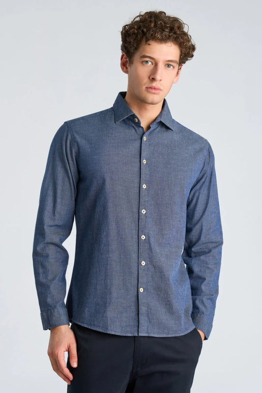 203652 - Mens Relaxed Fit Cotton Shirt Mid Blue