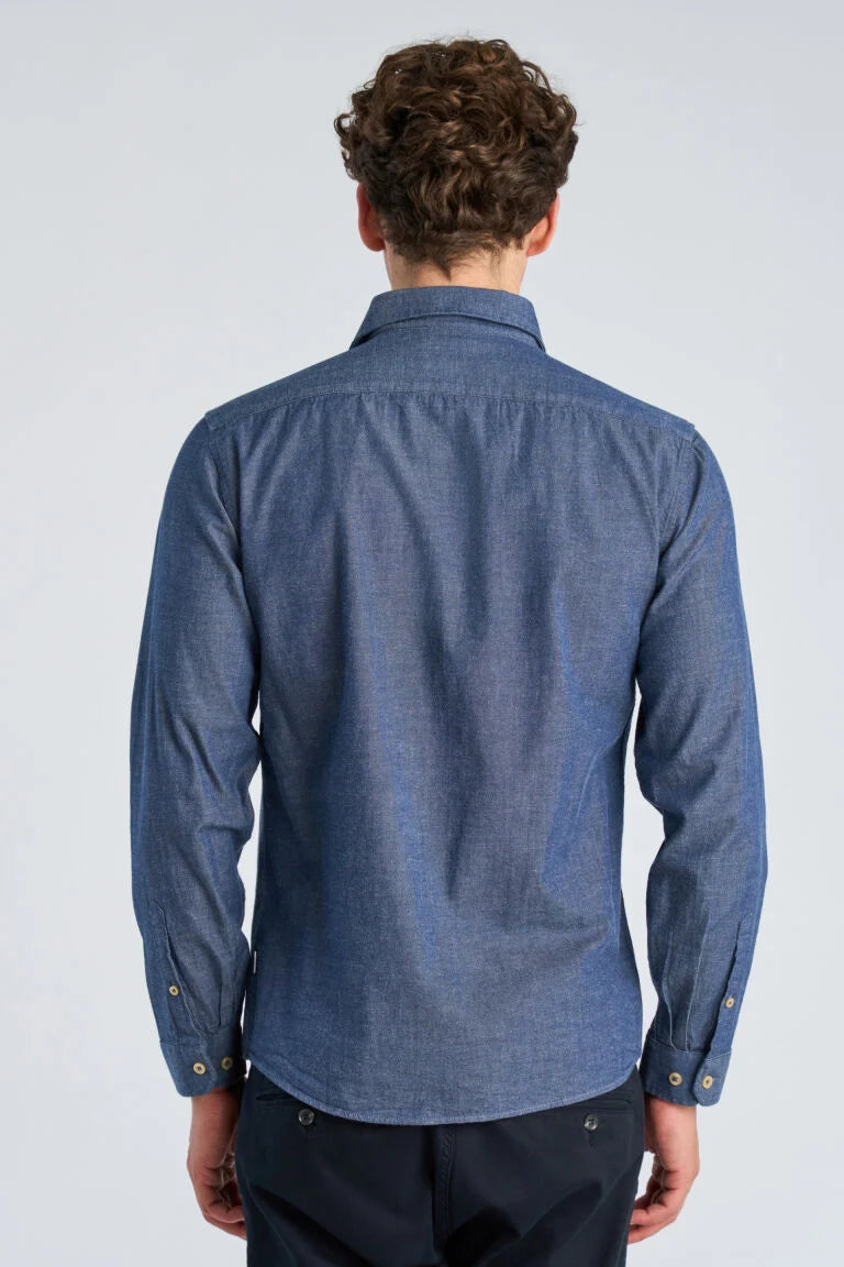 203652 - Mens Relaxed Fit Cotton Shirt Mid Blue