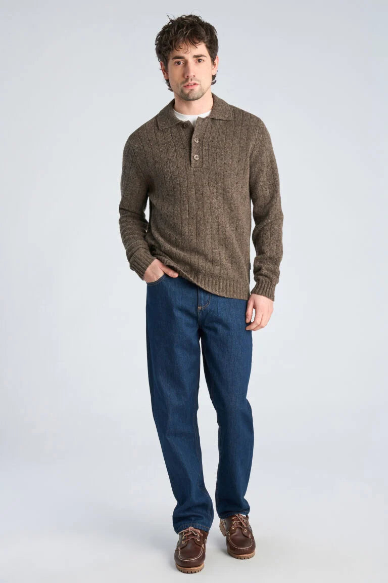 825068 - Mens Polo Collar Jumper  Brown Melange