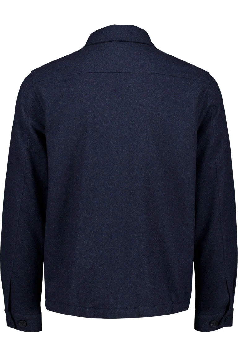 Mens - Overshirt Jacket in a Wool Mix Dark Blue Melange (304904A)