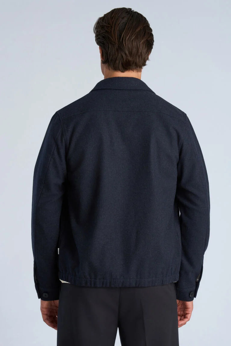 Mens - Overshirt Jacket in a Wool Mix Dark Blue Melange (304904A)