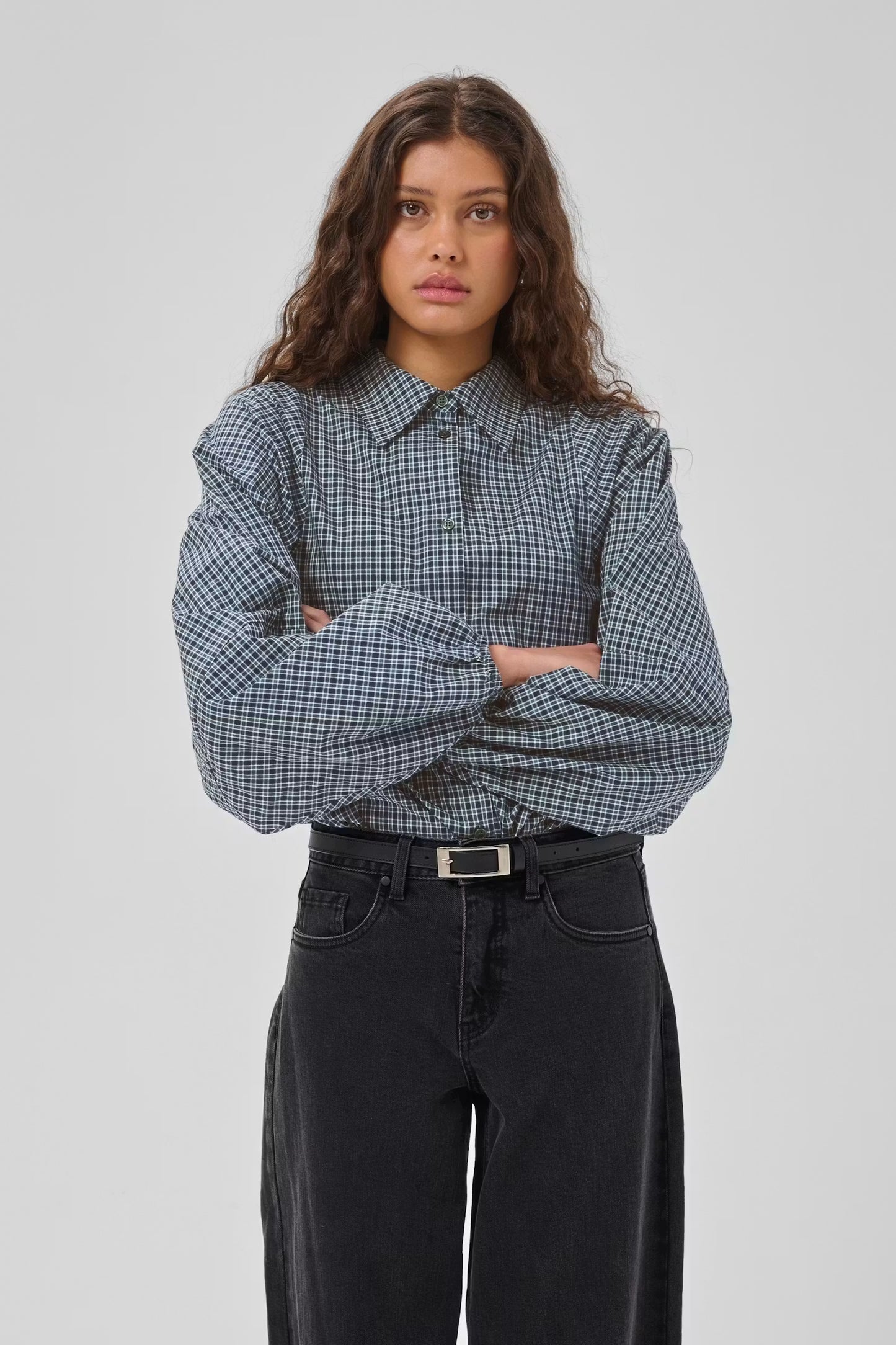 MWIlse Balloon Sleeve Checked Shirt